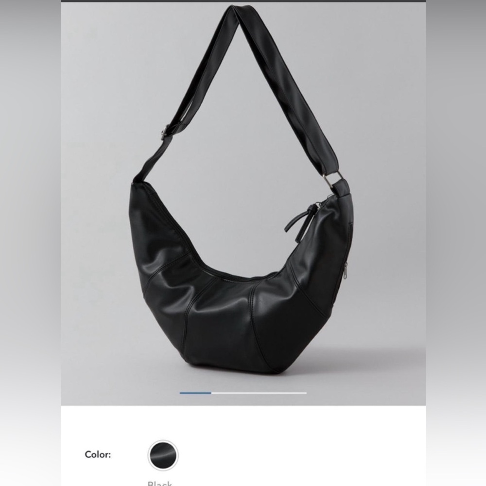 American Eagle Black Leather Cresent Bag